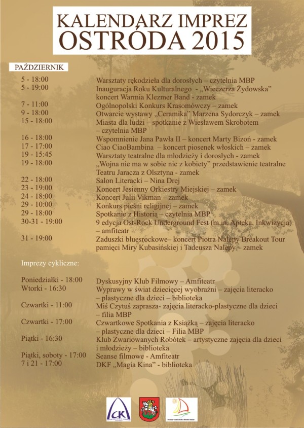 Październikowy kalendarz wydarzeń kulturalnych.