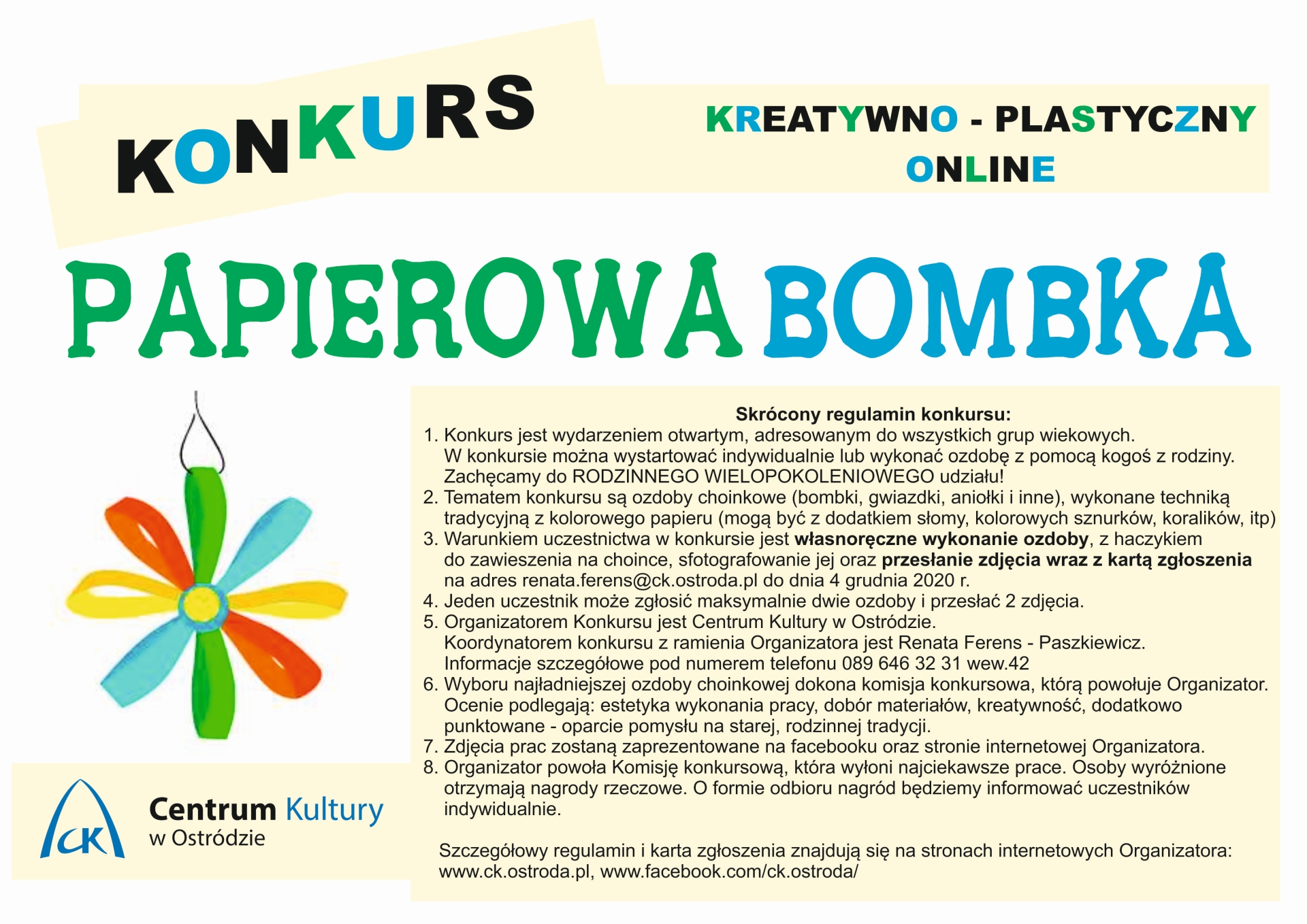 PAPIEROWA BOMBKA 2020 – konkurs plastyczny online